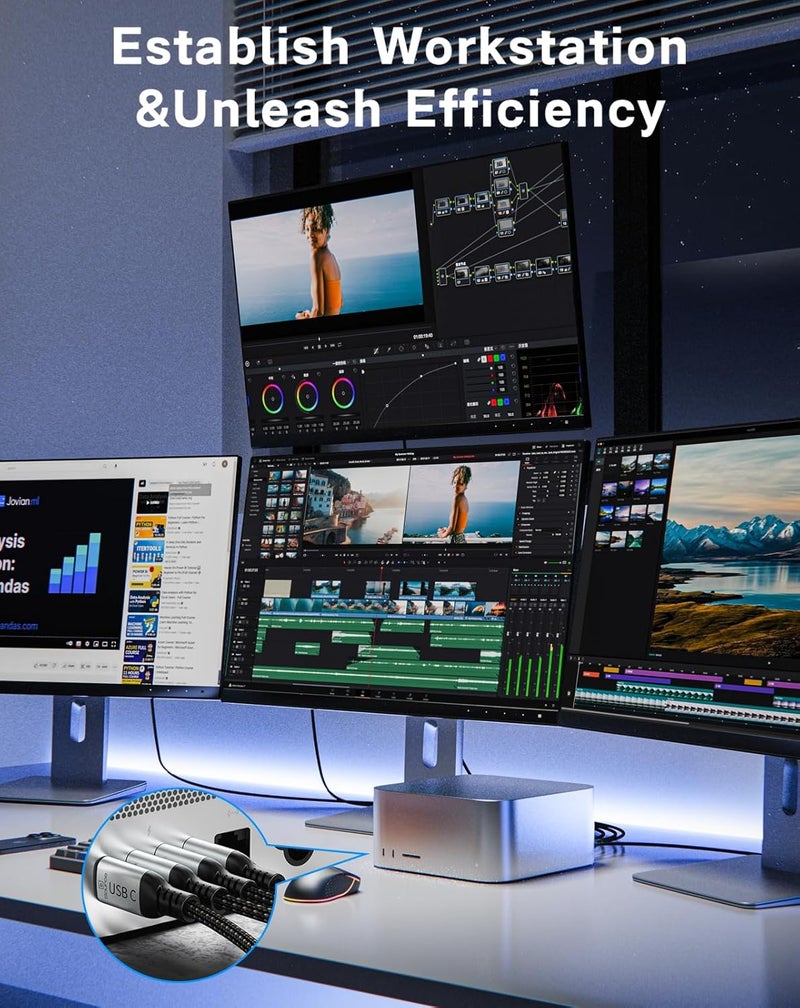 Zelcaum USB C to DisplayPort 2.1 Cable [16K@30Hz, 8K@120Hz, 2K/4K@240Hz], 80Gbps Thunderbolt 5/4/3 to Display Port 2.1 Cord, USBC to DP for MacBook, Odyssey G8/G9, XPS, iPhone 16/15 Pro Max etc, 3FT - Image 3